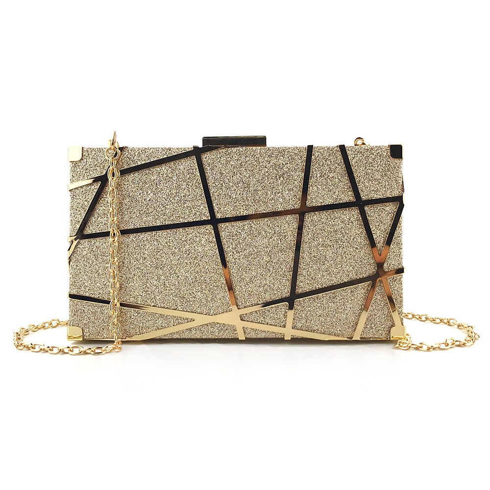 LuxEcho Kleine Bling Handtaschen Abendessen Abend Tasche Frauen Hochzeit taschen für braut Kette Schulter Taschen Schild Kupplungen Quaste: Gold