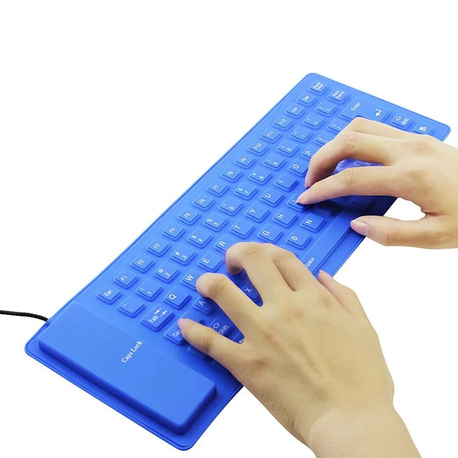 Foldable Silicone Keyboard, USB Wired 85 Keys Waterproof Rollup Silent Typing Soft Touch Keyboard for PC Notebook Laptop