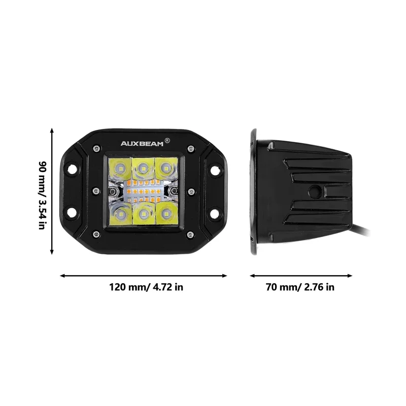 AUXBEAM Lámpara de conducción de luz de trabajo LED integrada de 5 pulgadas y 72 W con arnés para camioneta todoterreno