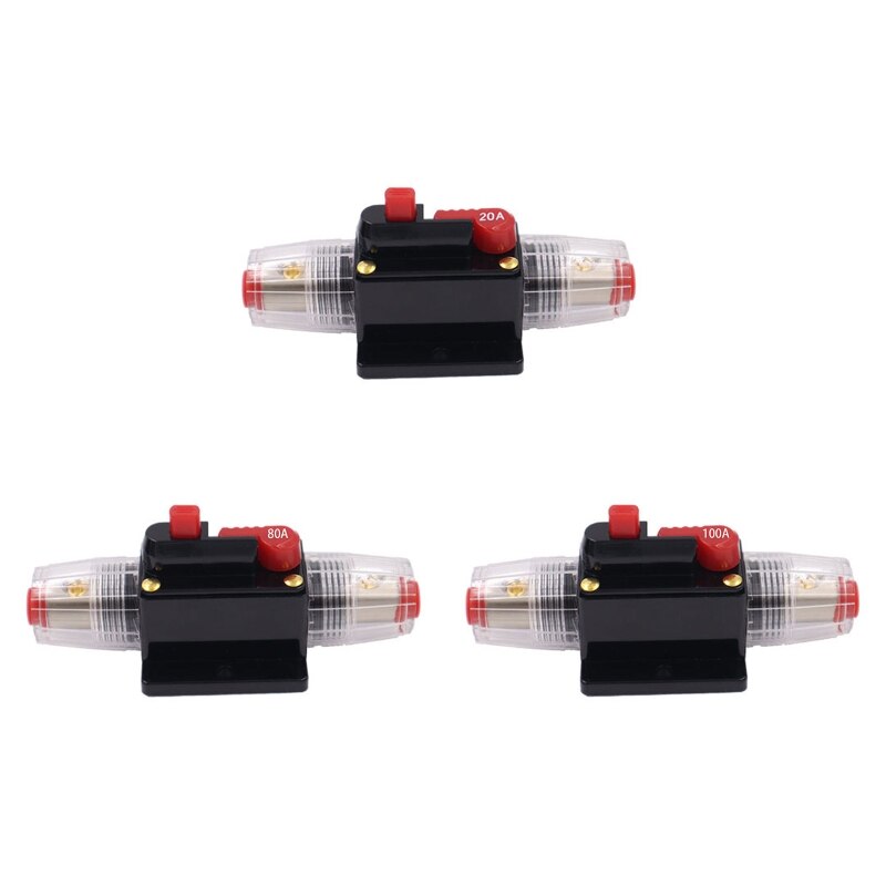 Car Automatic Resettable Fuse Circuit Breaker AGU Stereo Amplifier Fuse Holder Switch System 12-48V DC 100A