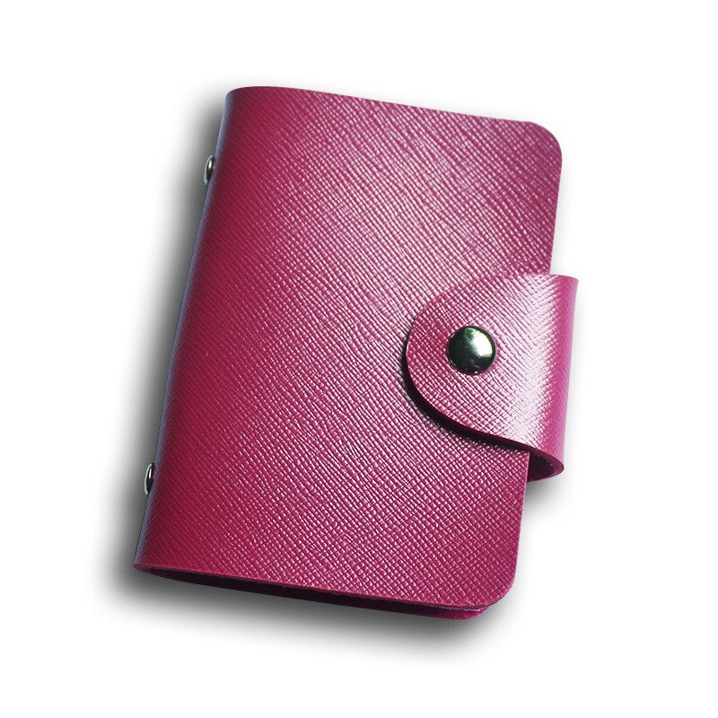 Porte-cartes de crédit 24 Bits, en PU, couleur unie, grande capacité, rangement, Clip, organisateur, étui pour identification, pochette: style 2 rose red
