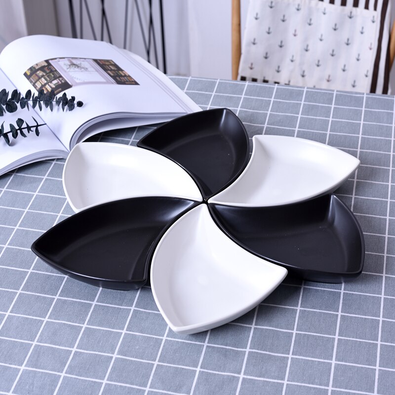 Multifunctionele keramiek Fruitschaal dessert Dessert Dienblad Plaat Snack Schotel 6 Compartimenten Creatieve Home Decoratie trinket dish