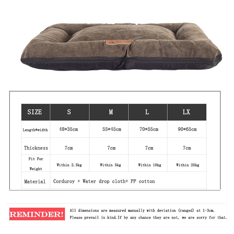 Zachte hondenmand, wasbare hondenmat, bench, kennel, antislip bodem, matras, binnen- en buitenmatras voor grote, middelgrote en kleine katten.