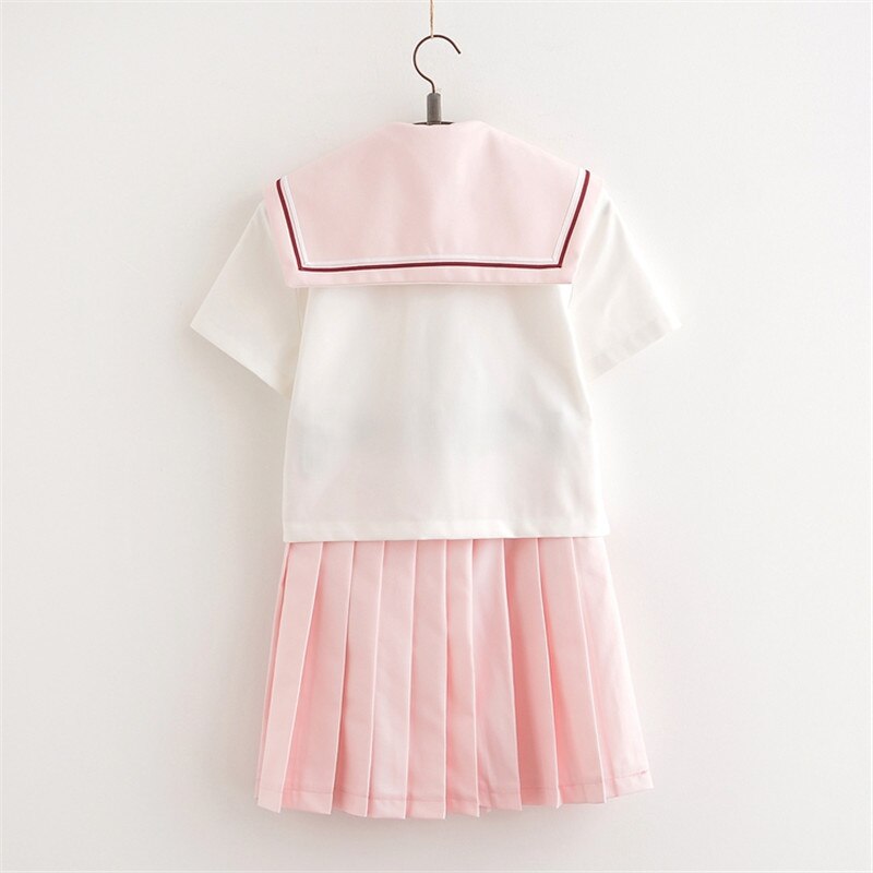 Costume de marin japonais doux pour filles, uniforme scolaire à manches courtes, uniformes JK rose doux XXL