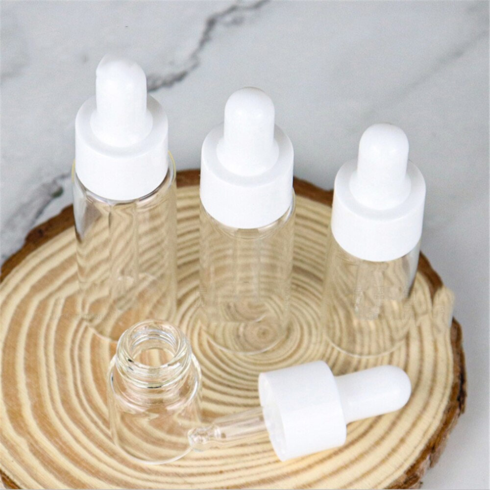 20pcs/lot 5ml 10ml 15ml 20ml Perfume Essential Oil Bottles Dropper Bottle Jars Vials with Pipette for Cosmetic Storage Container