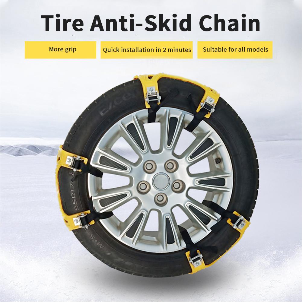 6pcs Car Tire Snow Chain Rubber Snow Chain Winter Snow Relief Supplies Perfect Grip Easy To Install For Cars Universal
