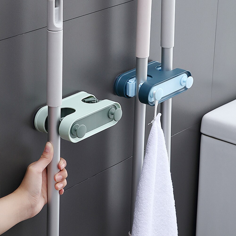 Nordic Mop Clip Haak Multifunctionele Zelfklevende Keuken Plank Opslag Borstel Bezem Hanger Gratis Ponsen Huishoudelijke Badkamer Tool