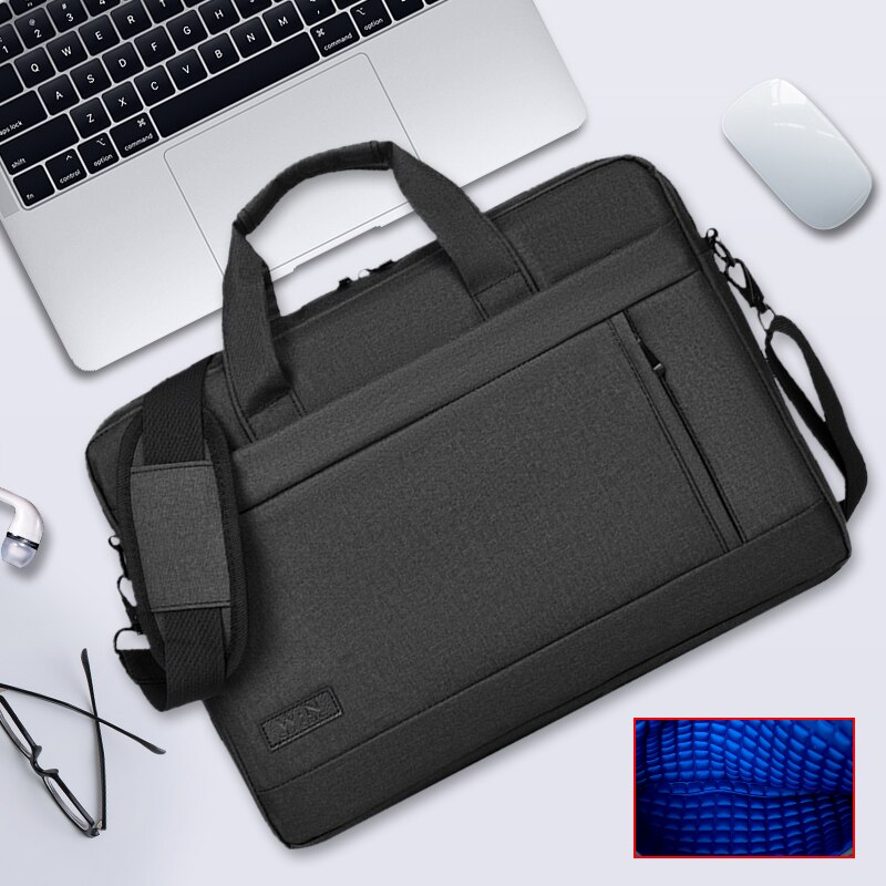 Lichte laptoptas heren 15.6 inch waterdichte oxford kantoor slanke notebooktas zakelijke handtas schouder laptoptas voor dames: Zwart