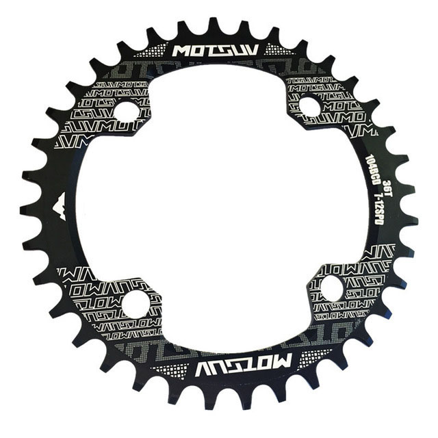 MOTSUV 104BCD Narrow Wide 38T 36T 34T 32T Bicycle Chainring,BCD 104 with 4 Bike Steel Screws, Single 12 11 10 9 8 Speed,Plato MT: WHITE / 24-32T