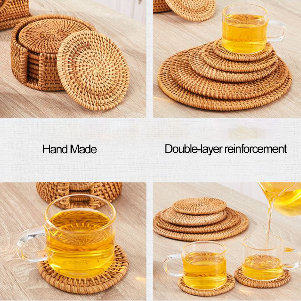 Théière de canne vietnamienne, sous-verre à plante naturelle, tapis de cuisine, tailles complètes, rétro , accessoires pour le thé