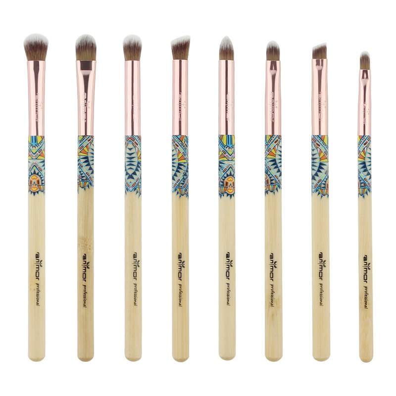 Anmor pinceaux de maquillage maquillage brosse cheveux synthétiques beauté fard à paupières ensemble fond de teint poudre cosmétiques Kit outils: 8PCS