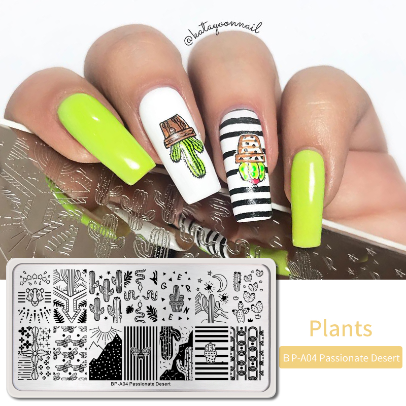 BORN PRETTY Nail Stamping Plates Stainless Steel Leaf Pattern Stamp Image plantillas para arte de uñas tema de primavera otoño