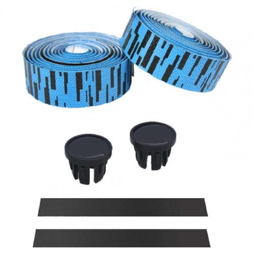2Pcs Antislip Faux Leer Eva Road Fietsstuur Bandjes Rijden Levert Fietsstuur: Blue Black