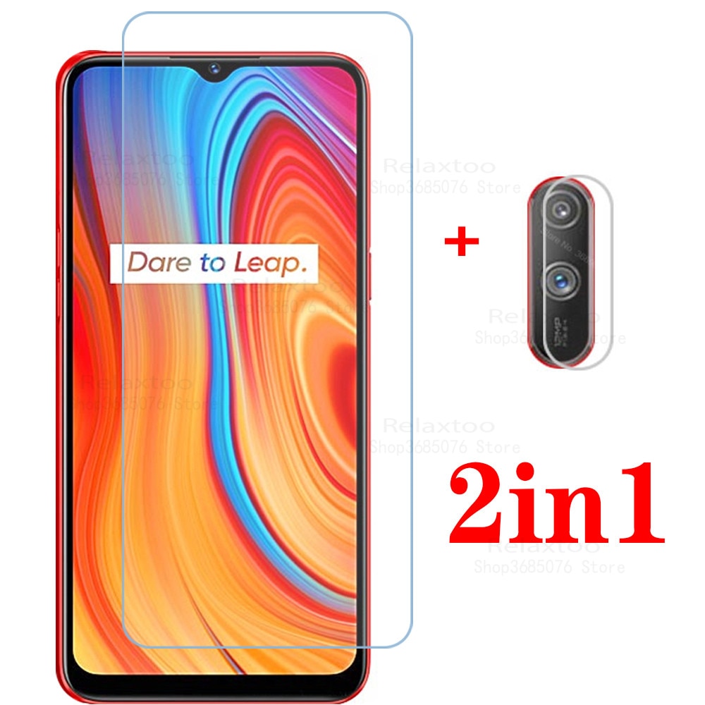 Realme-Protectores de cámara de cristal 2 en 1 para oppo realme real mi c3 3c c 3, cubierta de película de pantalla de teléfono realmec3 de 6,5 pulgadas