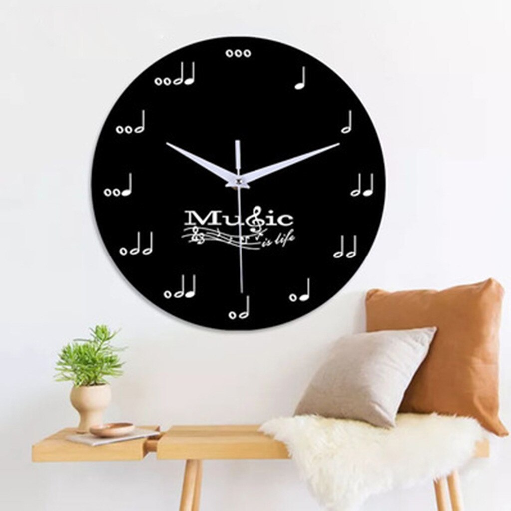 12-inch Silent Decorative Clock Bedroom Living Room Musical Note Clock Simple Personality Wall Clock
