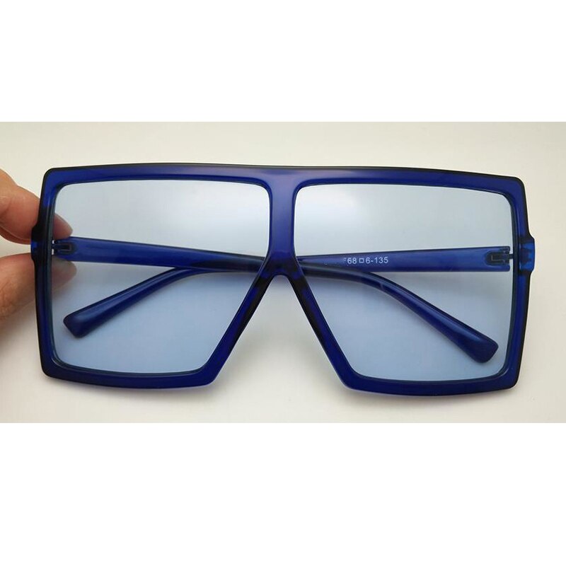 heißer Große Flache oben Platz Sonnenbrille Damen Kunststoff Rahmen Blau Schattierungen Luxus Sonnenbrille Für Frauen Männer Getönt objektiv