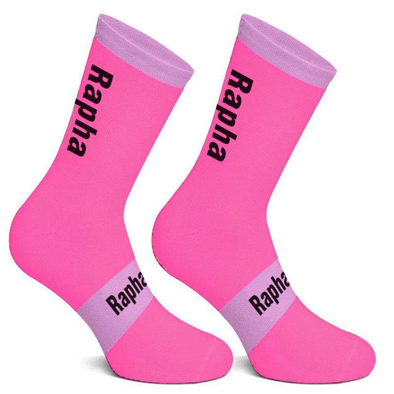 Calcetines de compresión para hombre y mujer, medias de para ciclismo, fútbol, baloncesto, novedad: Rosa