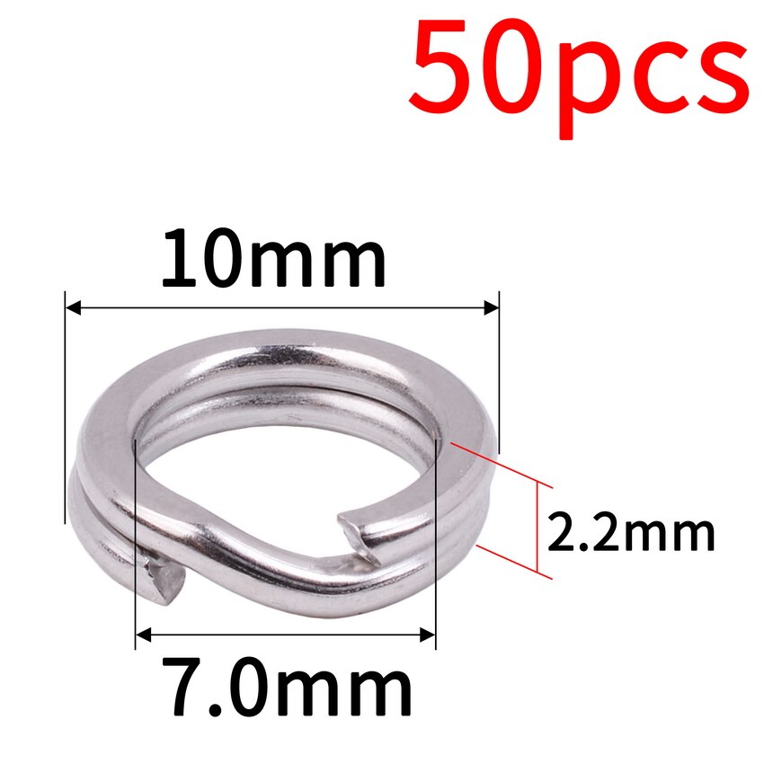50 teile/los Edelstahl Teilt Ring Durchmesser 4mm bis 8mm schwer Pflicht Angeln Doppel Ring Anschluss Angeln Zubehör: H
