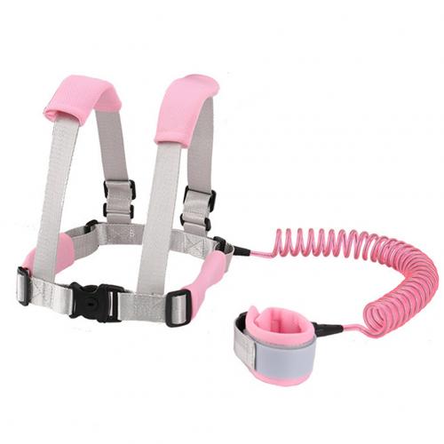 1.5m ajustável crianças cinto de segurança arnês de pulso criança trela anti-lost link crianças andando assistente bebê walker pulseira: Rosa