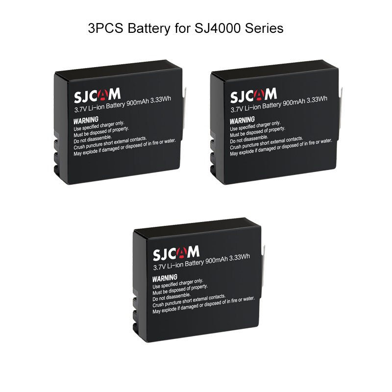 SJCAM SJ4000 batería 3,7 V Li-ion 900mAh baterías recargables de respaldo para SJCAM SJ4000 SJ5000 SJ5000X Elite WiFi Cámara de Acción: 3Battery