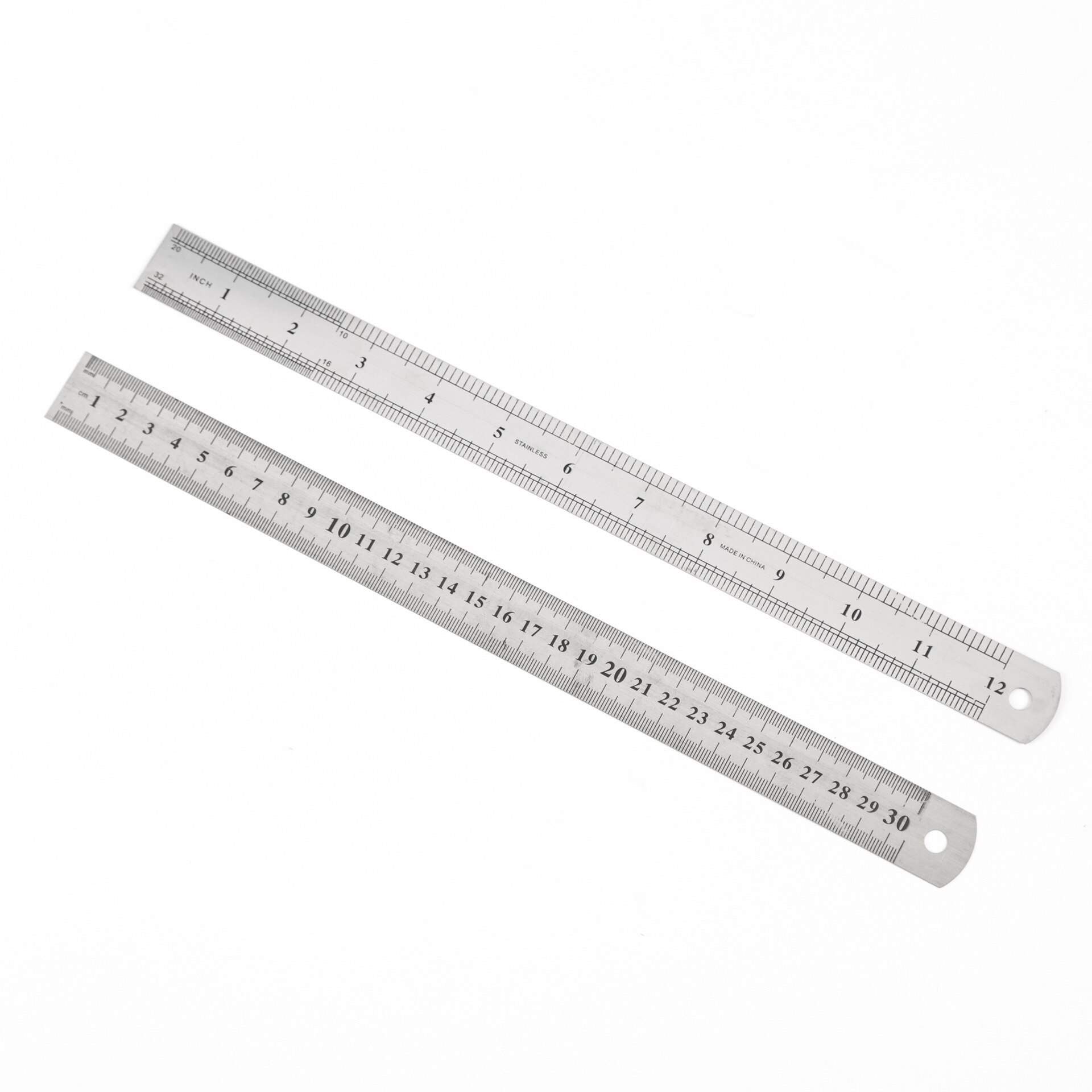 1PC 15cm/20cm/30cm/50cm Double Side Scale Stainless Steel Straight Ruler Measuring Tool School Office Supplies For Students: 1 PC 30cm