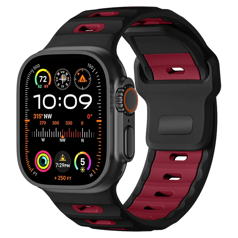 Bracelet en Silicone pour Bracelet de montre Apple 44mm 45mm 41mm 40mm 49mm 42mm 38mm, Bracelet Correa iWatch série Ultra 2 SE 10 9 8 7 6 5 4 3: Blue pink / 22mm
