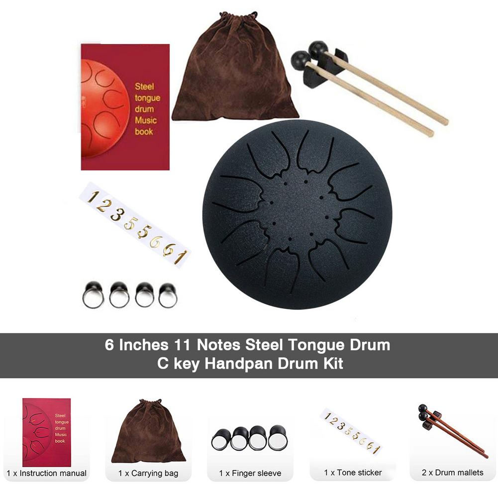 6 Inch Mini Drum 11 Tone Staal Tong Drum Tune C Percussie Hand Pan Drum Met Gewatteerde Drum Tas Musical instrumenten