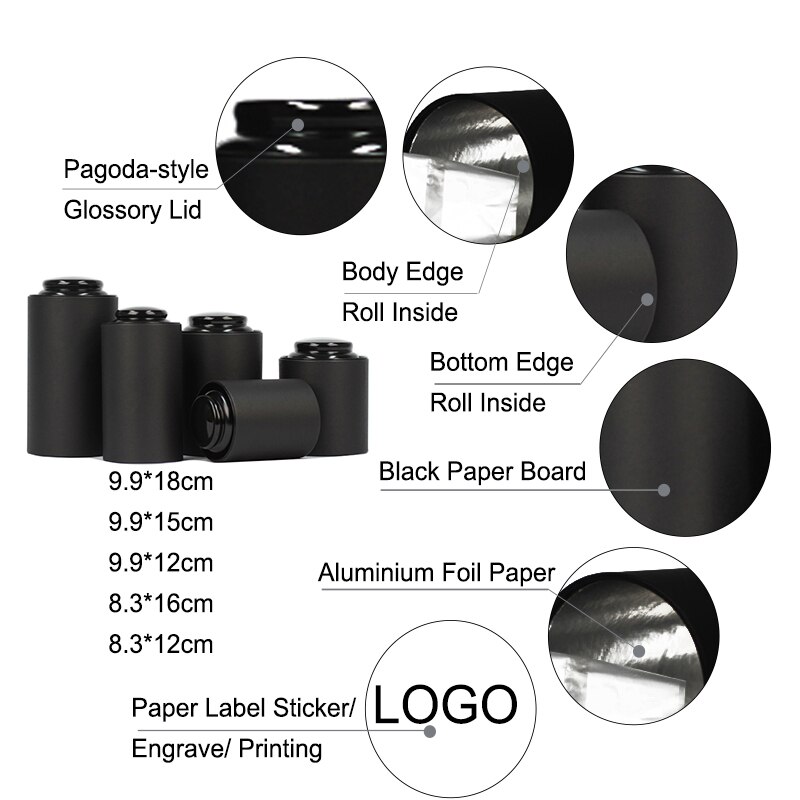 Xin Jia Yi Packaging Black Paper Box Round Shape Black Art Paper With Metal Lid Paper Boxes Clothes Package Paper Eco Box