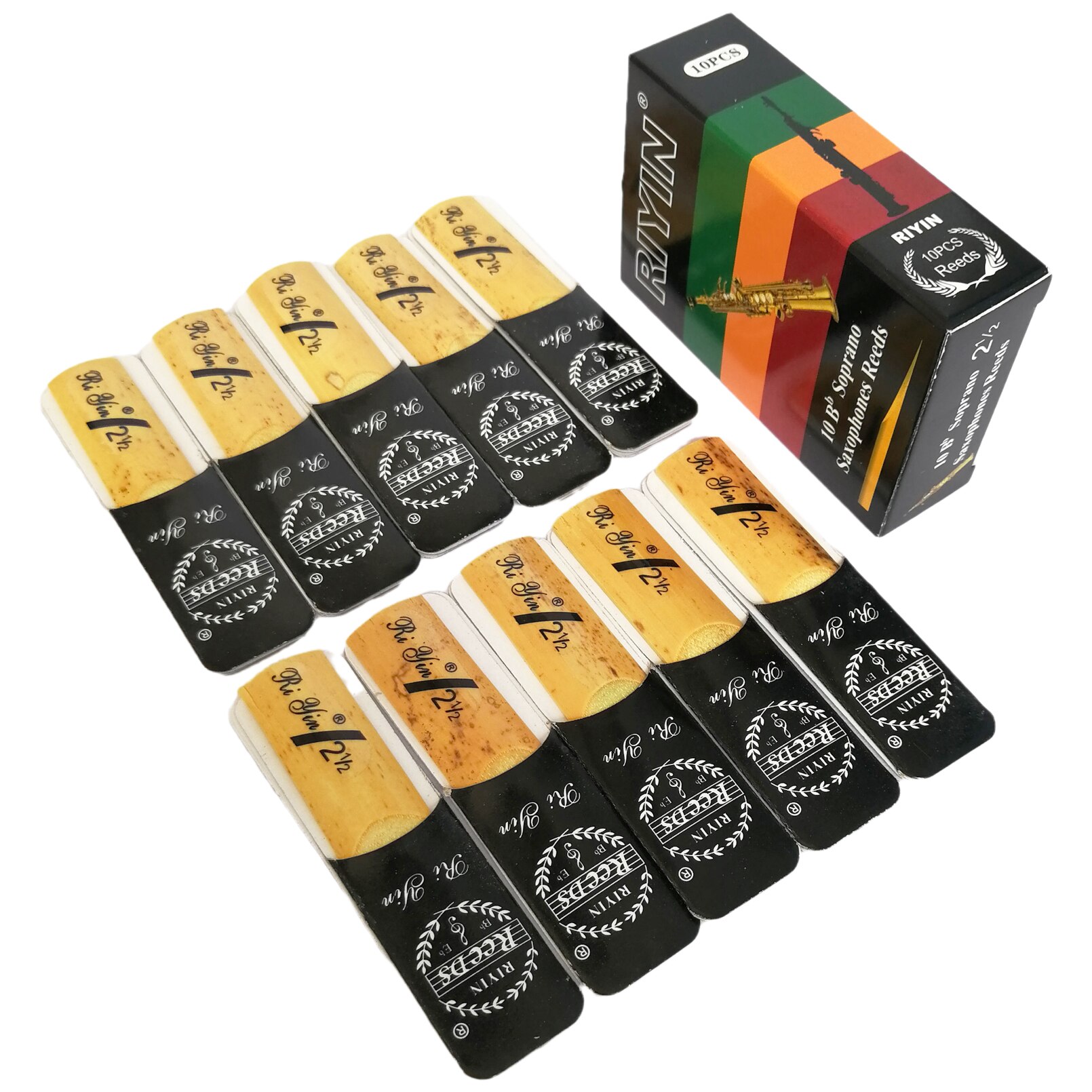 10Pcs Sopraan Saxofoon Rieten Sterkte 1.5 2.0 2.5 3.0 Bb Tone Sax Instrument Reed Voor Beginners Houtblazers Instrument Onderdelen