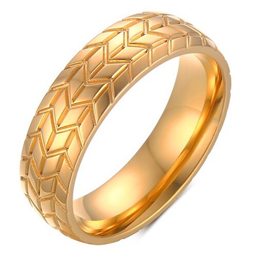 6MM Stainless Steel Tire Ring Gold Color European and American Style jewelry Personality Men's Ring: 9 / Orange
