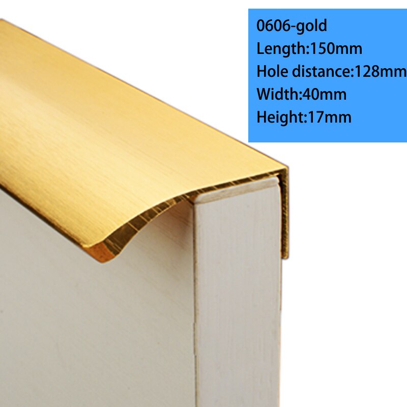 Maniglie per cassetti moderne con bordo a dito maniglie per cassetti per mobili armadio nascosto cassetto per cucina maniglie per comò manopole Hardware oro nero: 0606-gold-150mm