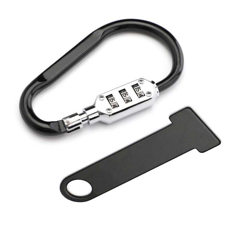 Motorcycle Helmet Lock Buckle Scooter Anti-theft Open Face Helmet Lock Fastener Lock T-bar 3-Digit Combination Bike Tools: black