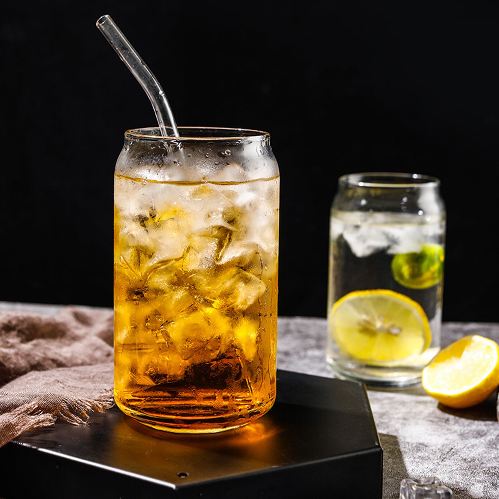 Glass Coke Cups Large Capacity Juice Cups High Borosilicate Glass Single Layer Cup Pop Can Shaped Glass Cold Drink Cups