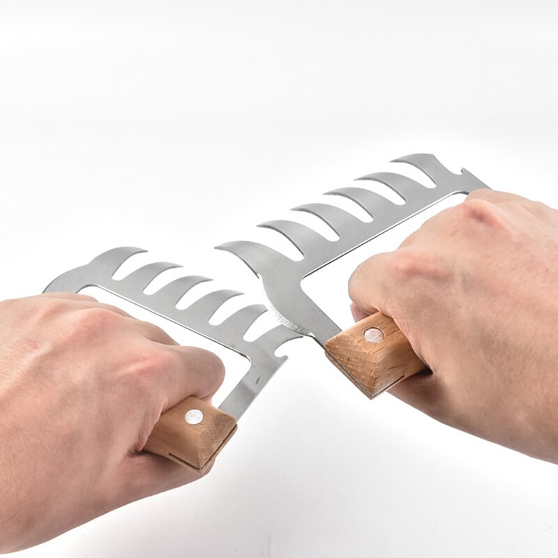 2 stücke Bär klaue fleisch schneiden werkzeug edelstahl holzgriff fleisch Separator Küche kochen geschirr draussen BBQ werkzeuge