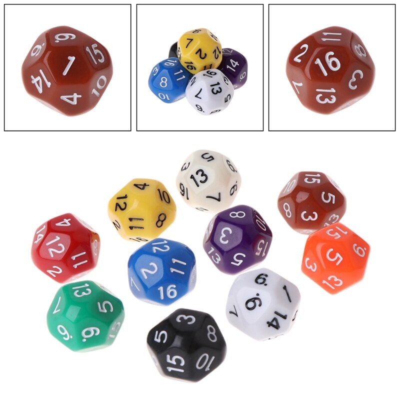 10pcs 16 Sided Dice D16 Polyhedral Dices For Table Games