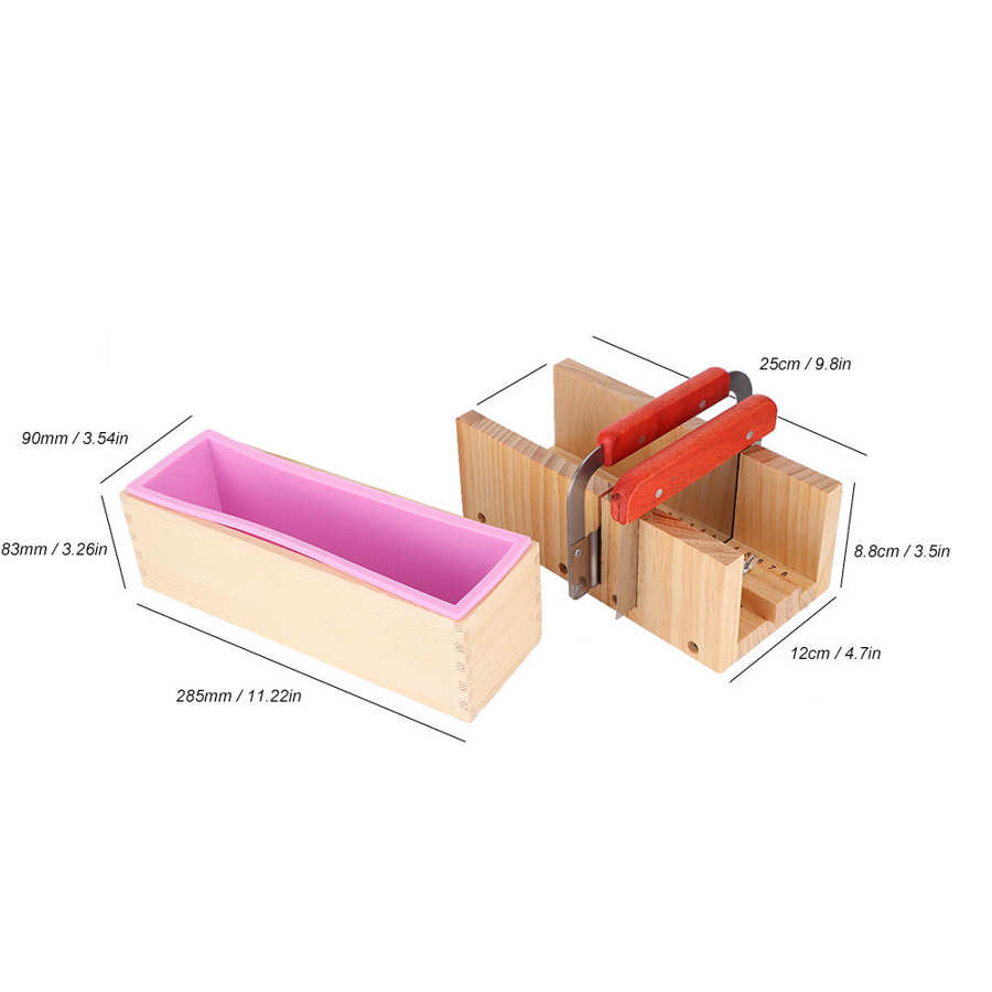 1200ml husholdnings træ sæbeskærer kasse genanvendelig sæbeskærer med skala sæt diy silikone sæbeform: Default Title