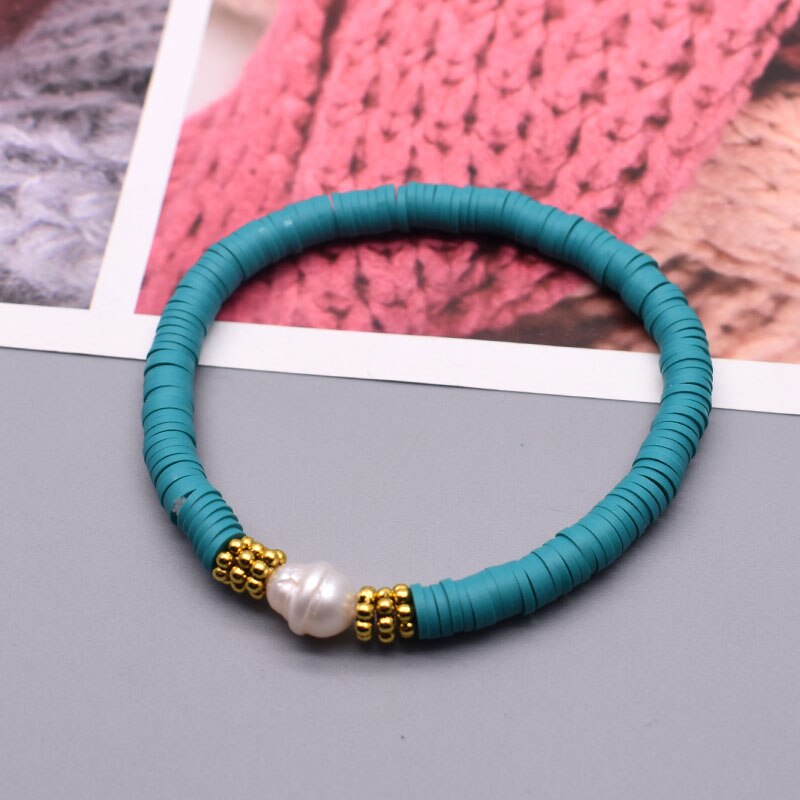 Boho parelbedelarmbanden van polymeerklei met 6mm kralen, armband voor dames, zomerse strandarmbanden, 2022: 6