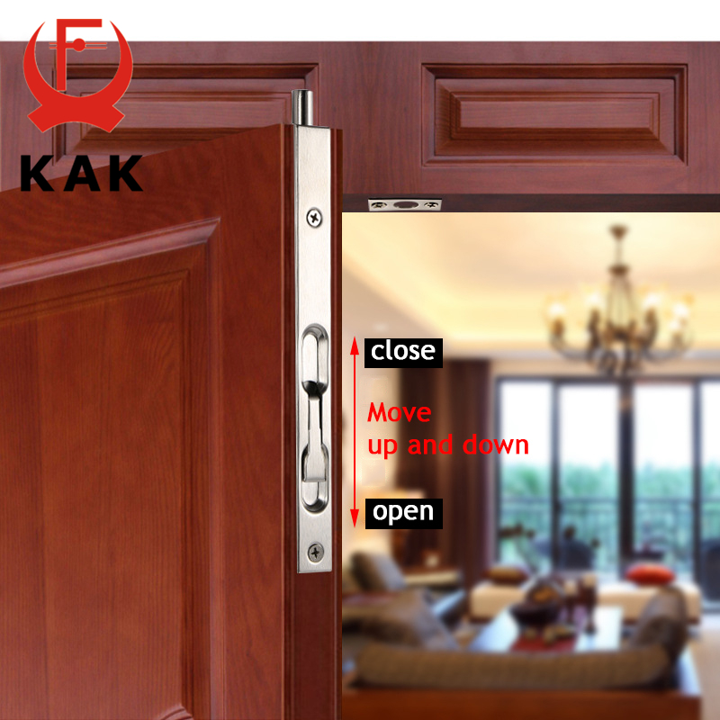 KAK Stainless Steel Hidden Door Bolt Security Guard Door Latch 4/6/8/10 inch Sliding Door Lock Bathroom Bolt Dust Proof Hardware
