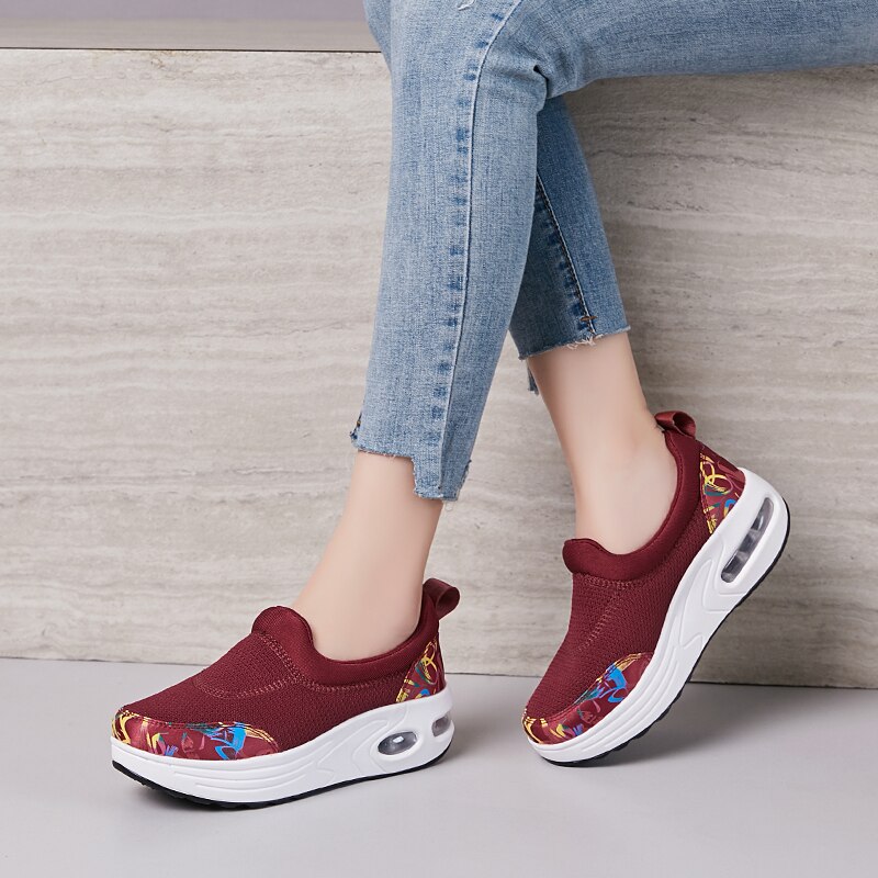 Slimming Shoes Women Summer Travel Mesh Sports Shoes Female Fitness Swing Platform Wedge Shoes Lady Lose Weight Walking Sneakers