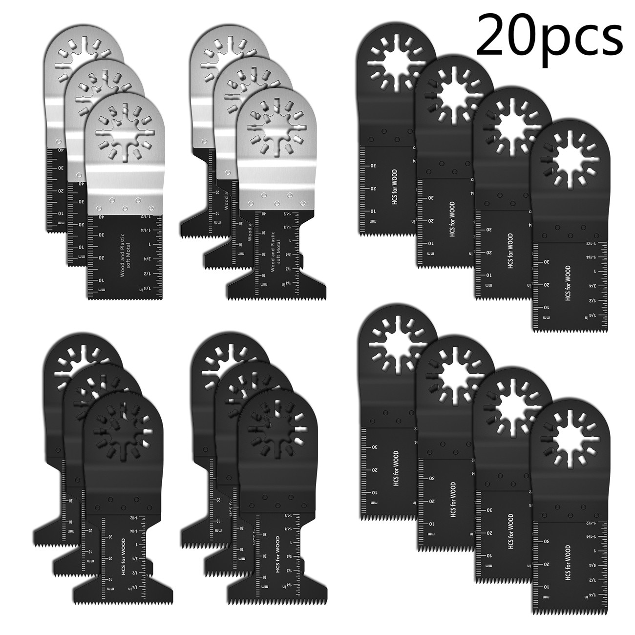 20pcs High Carbon Steel Vibration Saw Blade Multi-Function Bi-metal Precision Oscillating Multitool Saw Cutting Multimaster Tool