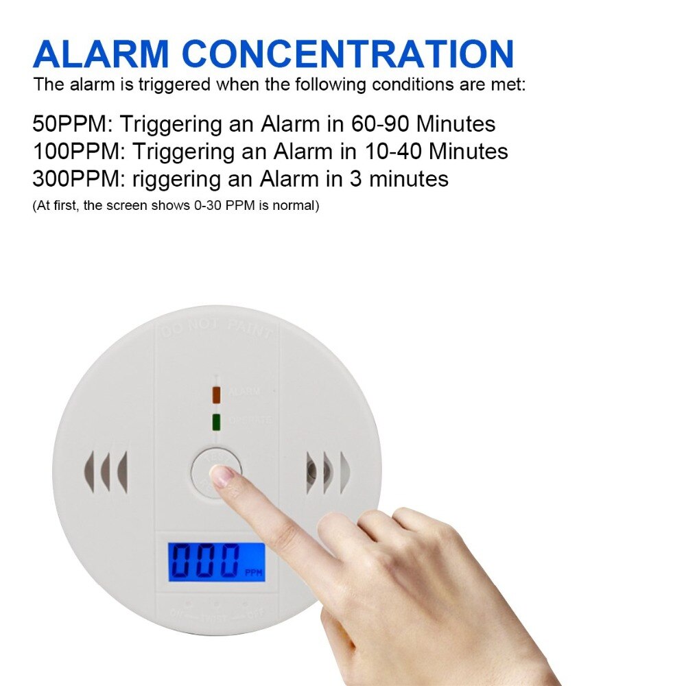 Home Security 85dB Warning High Sensitive LCD Photoelectric Independent CO Gas Sensor Carbon Monoxide Poisoning Alarm Detector