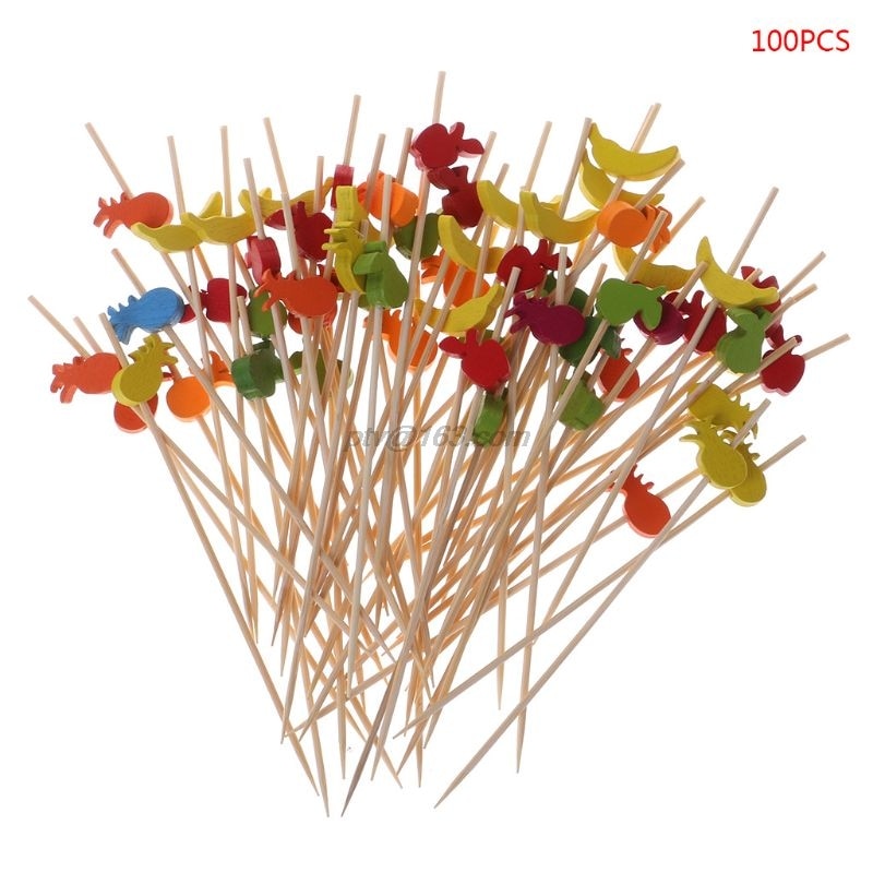 100Pcs Voedsel Picks Dessert Buffet Fruit Salade Vork Cake Muffin Party Sticks Cocktail Tandenstokers