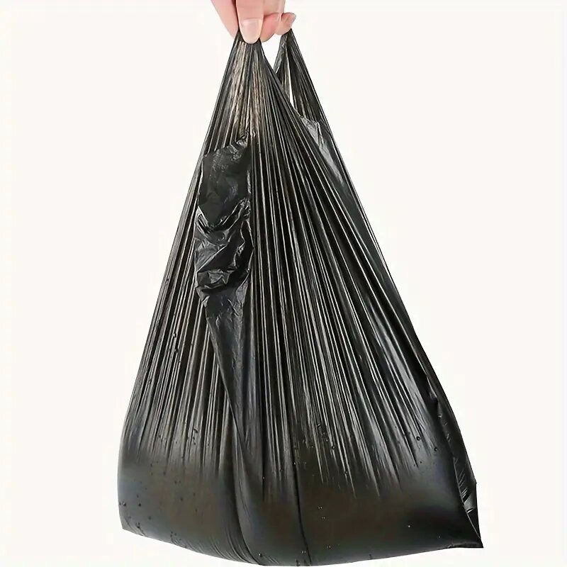 50/100 stuks zwarte vuilniszakken voor huishoudelijk gebruik, keuken, badkamer, camping, schoonmaak, wegwerp vuilniszakken met handvat, draagbaar