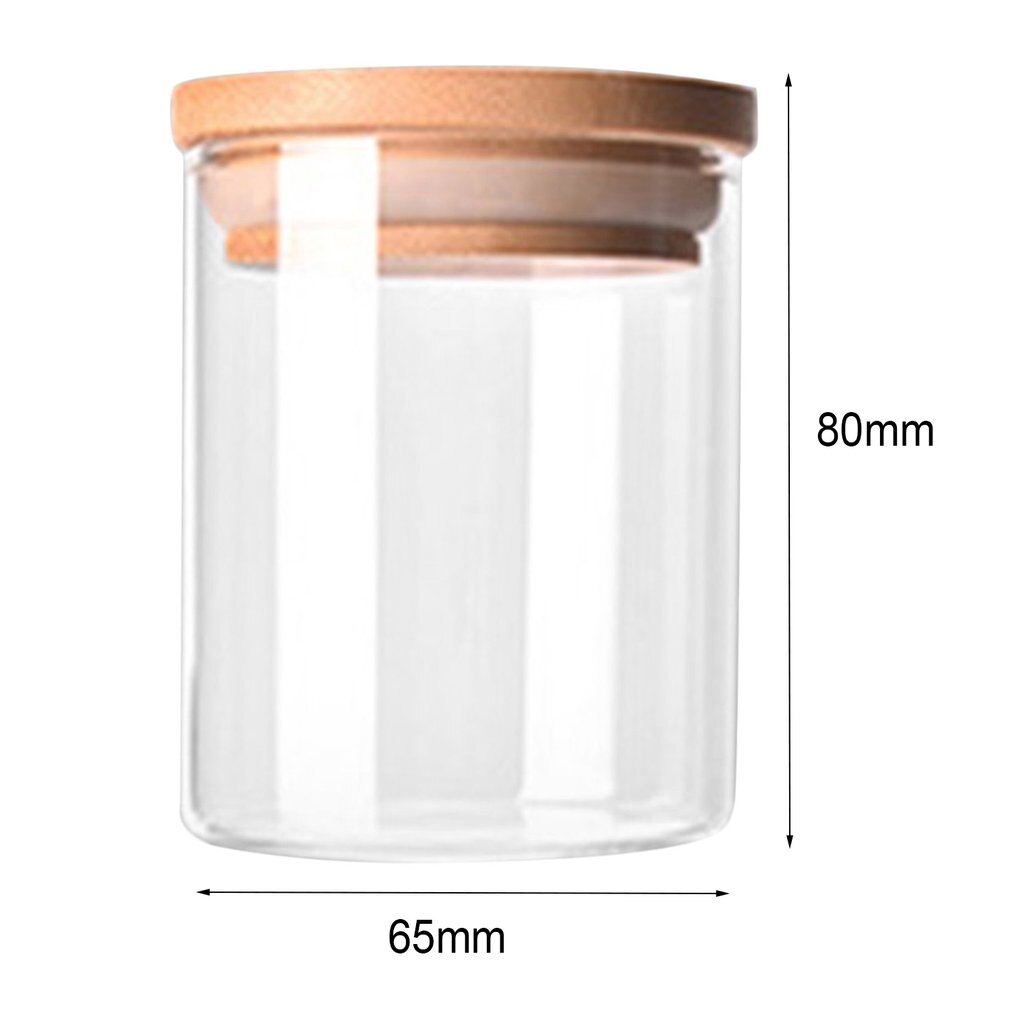 Gennemsigtig højborosilikatglas køkken opbevaringsflaske butik mad ingrediens slik kiks opbevaring krukke organisation: 65 x 80 mm