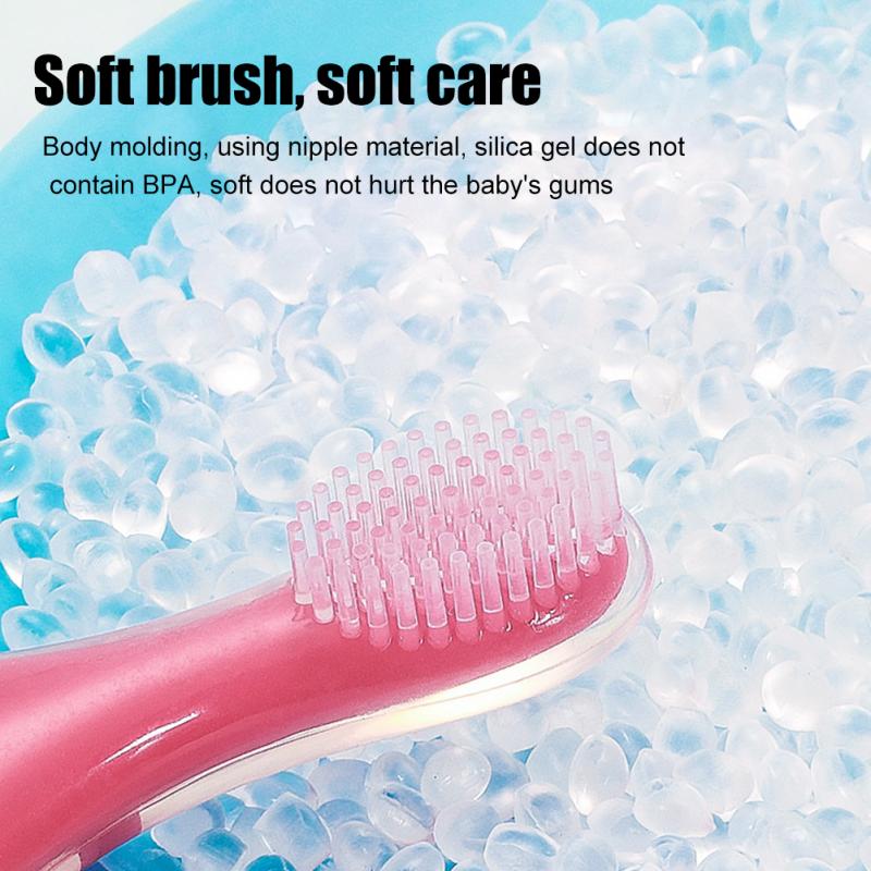 Baby Toothbrush Toddler Infant Soft Silicone With Baffle Gum Care Short Handle Toothbrush Baby Care Sppulies
