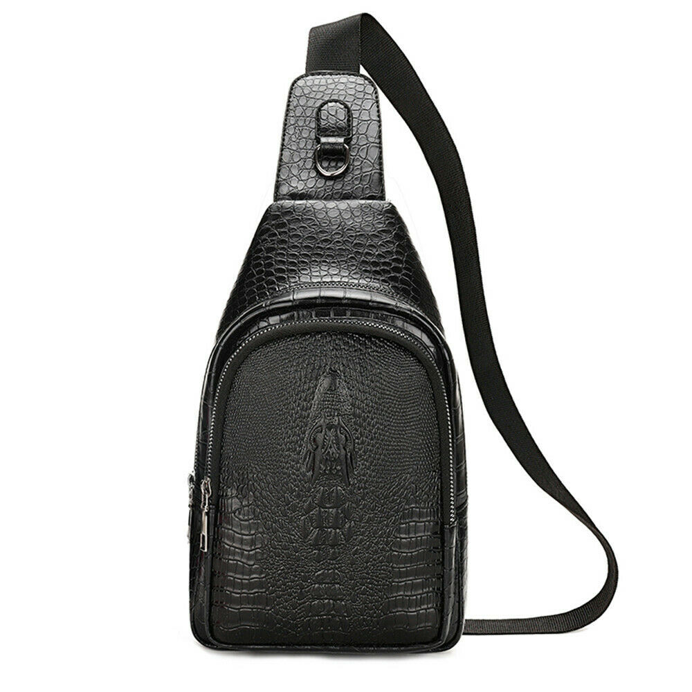 Mannen Vintage Pu Lederen Persoonlijkheid Krokodil Reizen Schouder Veelzijdige Ademend Comfortabele Schoudertas Messenger: 6