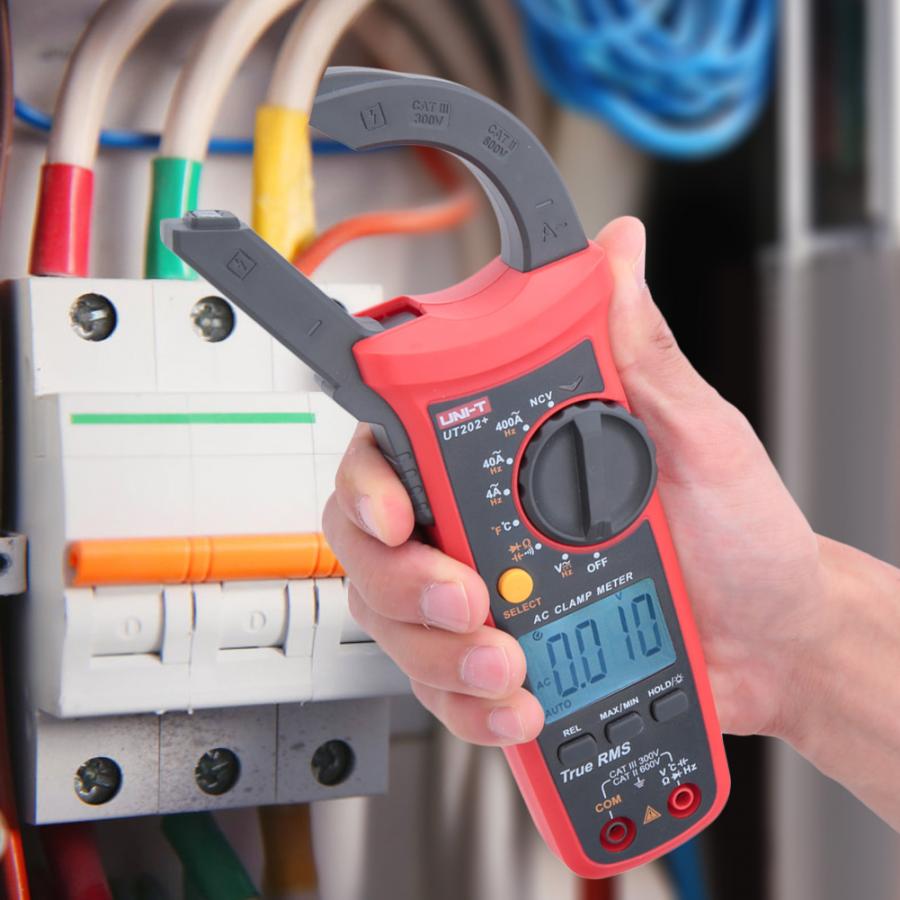 UNI-T UT202+ Portable Hand-Held Automatic Range True RMS Clamp Meter with LCD Display Amper Clamp Meter