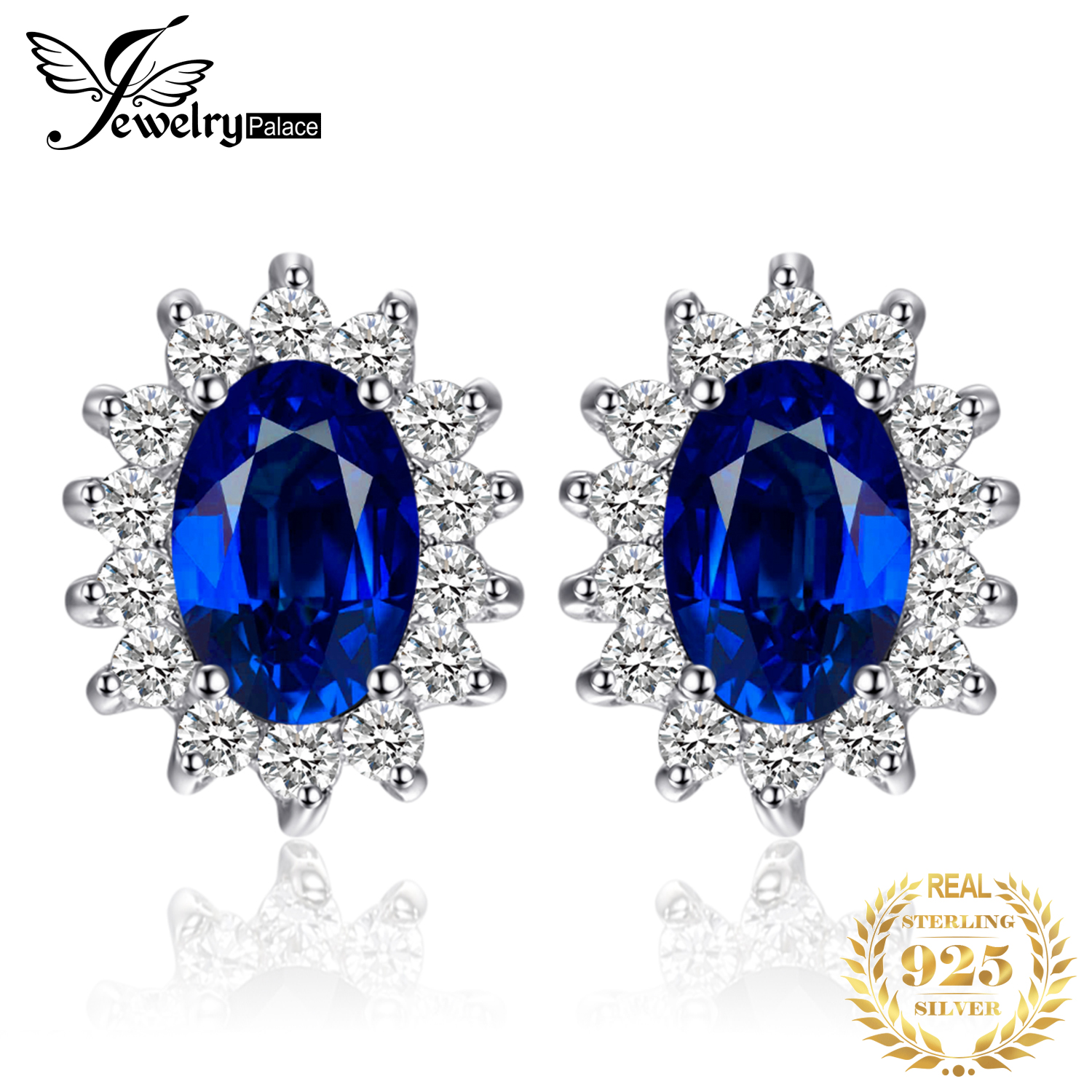 Jewelrypalace Gemaakt Blue Sapphire Ruby 925 Sterling Zilveren Stud Oorbellen Natuurlijke Amethist Granaat Peridot Topaz Prinses Diana