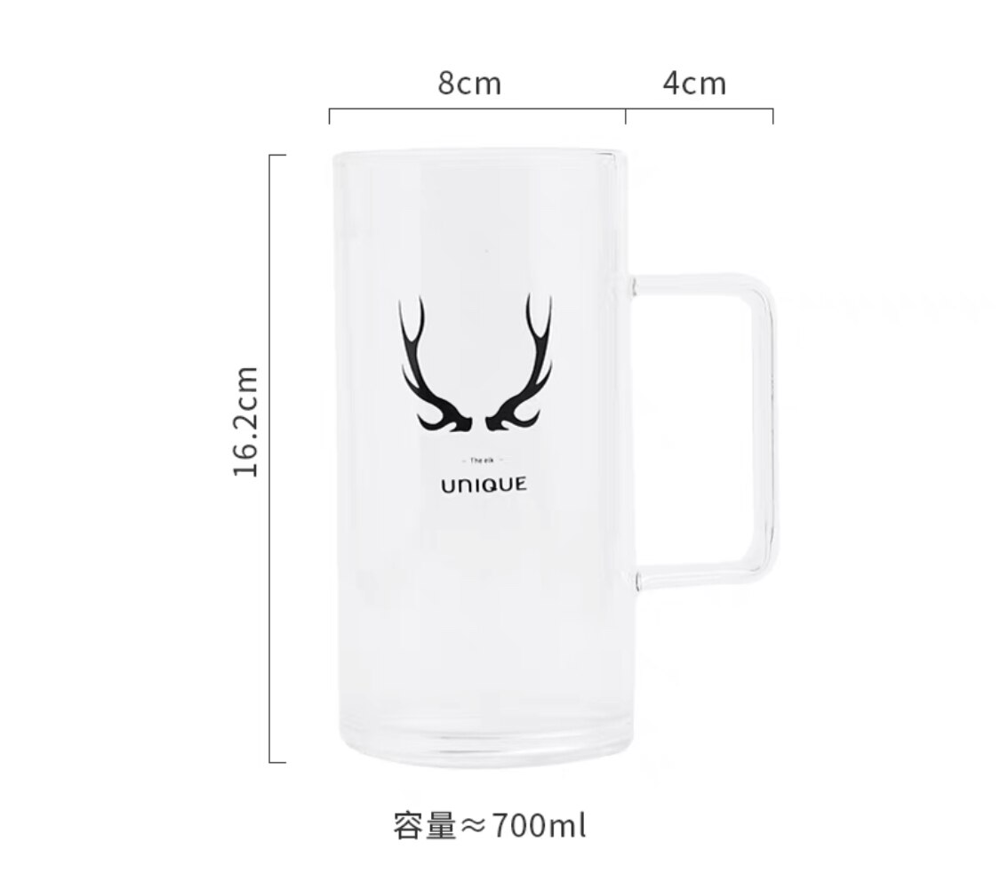 Gran capacidad de 700ml de cristal redondo de taza de agua Simple taza desayuno taza para leche taza de bebida Oficina taza de café taza de jugo: style 7