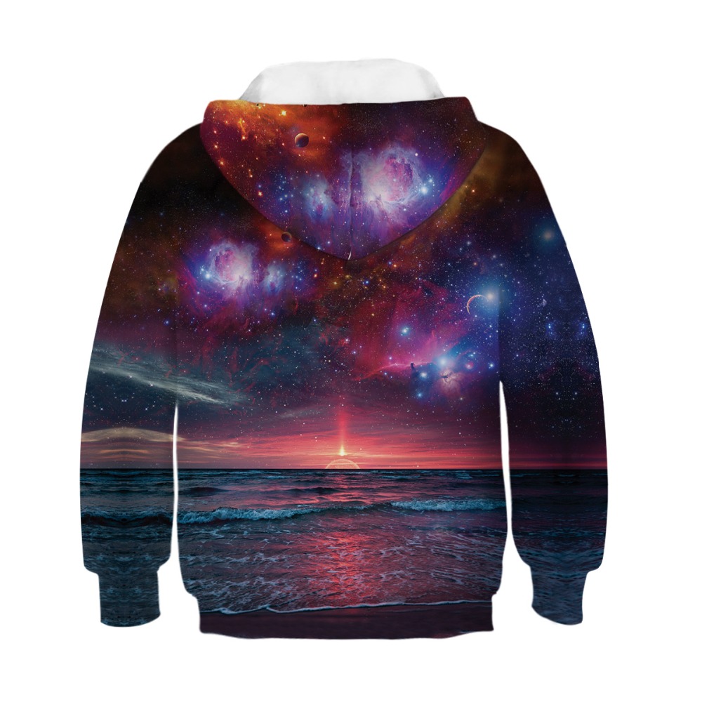 Barn sport hoodies galaxy 3d tryck lösa barn sweatshirts junior barn toppar youngster pullover 4-13y pojke/tjej huvtröja